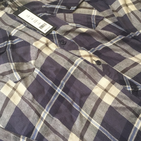 Romeo and Juliet Couture Navy Plaid shirt - Picture 2 of 3